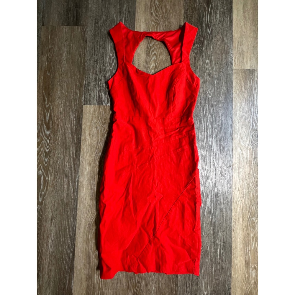 Charlotte Russe Bodycon Dress Womens Medium Red Excellent Cutout Back Sweetheart